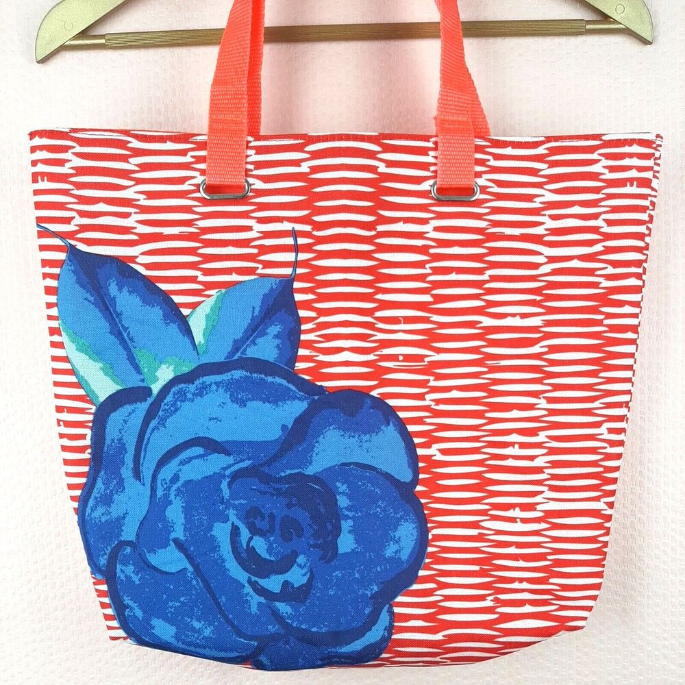 Lancome Red White Blue Rose Beach Bag Shopping Reusable Tote